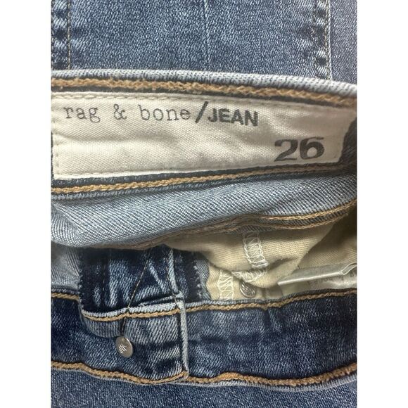 rag & bone Skinny Distressed Midland Raw Hem Jeans Size 26 medium wash - Picture 2 of 5